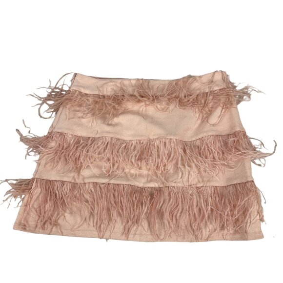 Blue b. Collection Womens Pink Feathered Mini Skirt Polyester & Spandex Size L - Picture 2 of 6